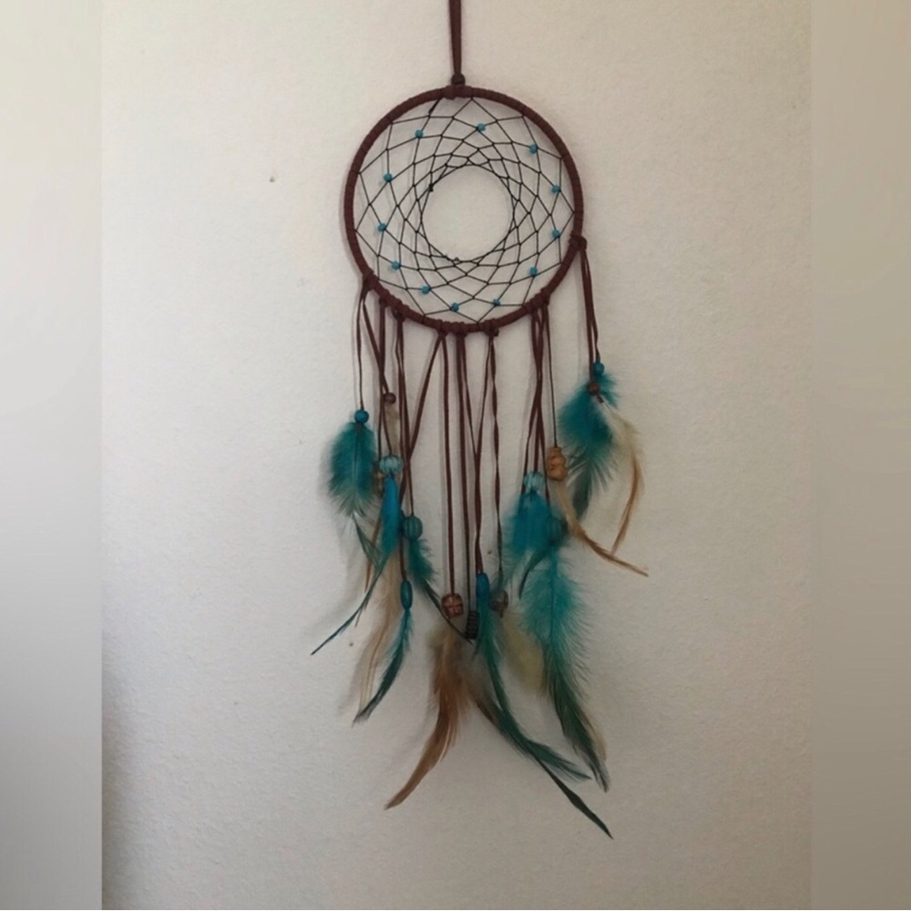 Handmade Dreamcatcher with Teal Feathers